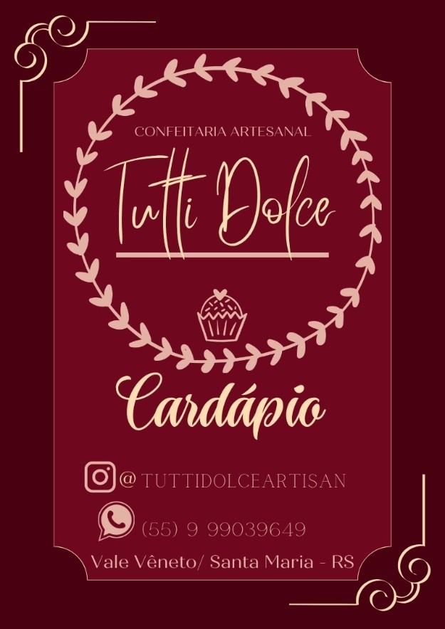 Cardápio digital criado pra Tutti Dolce Artisan